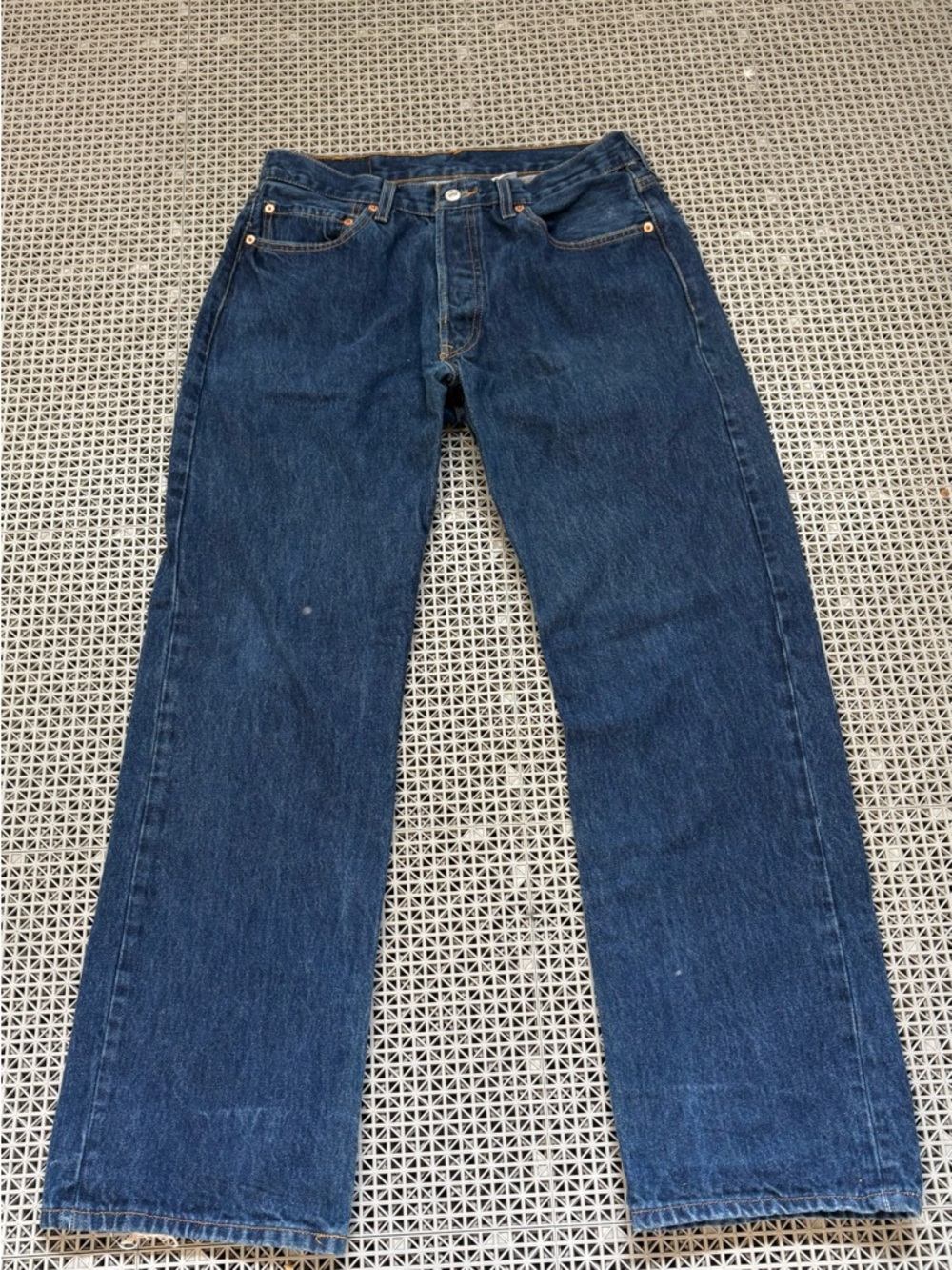 Levi's 501 Dark Wash Straight Leg Blue Jeans w/Button Fly